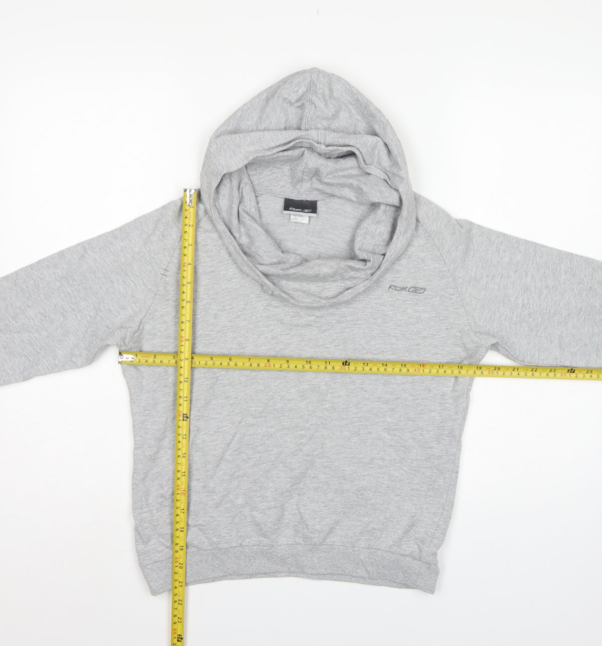 Reebok Women Grey UK 12 Pullover Hooded Sweatshirt Logo Cotton