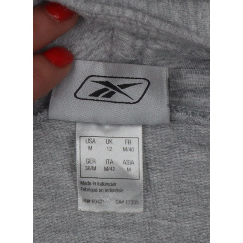 Reebok Women Grey UK 12 Pullover Hooded Sweatshirt Logo Cotton