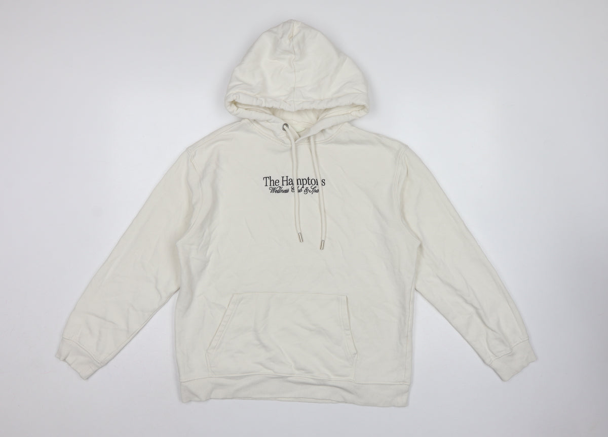H&M Women Ivory S Pullover Hoodie Hampton's Logo Fleece