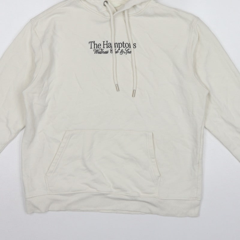 H&M Women Ivory S Pullover Hoodie Hampton's Logo Fleece