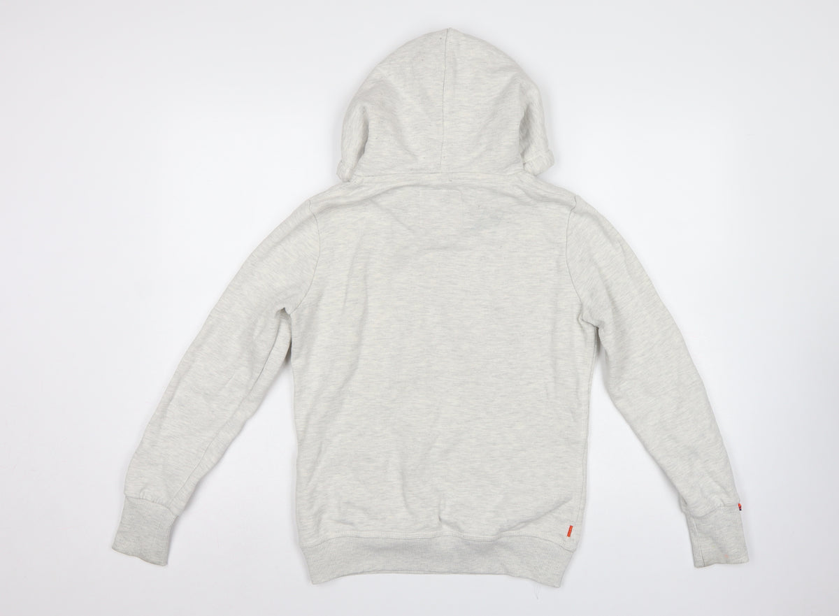 Superdry Women Grey M Pullover Hoodie Floral Logo Pocket