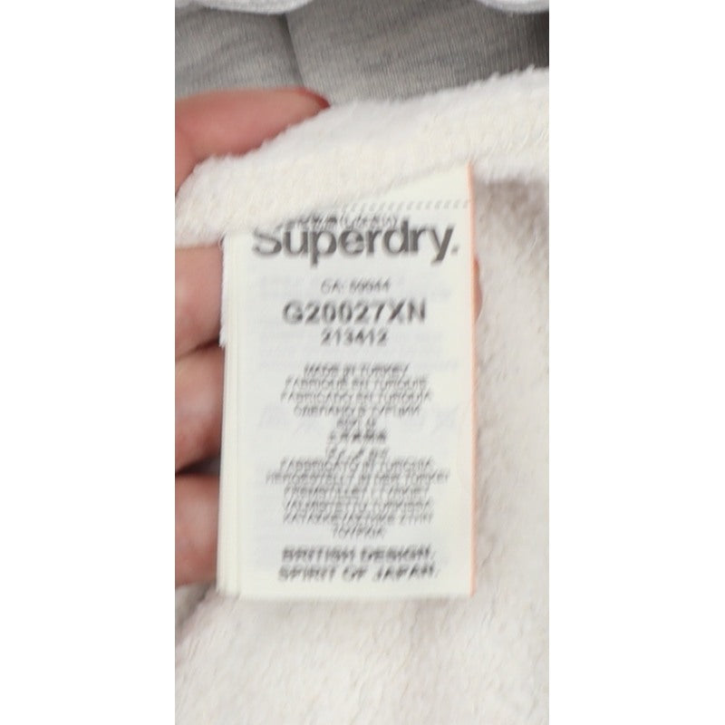 Superdry Women Grey M Pullover Hoodie Floral Logo Pocket
