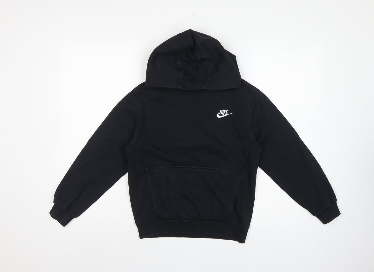 Nike Boys Black M Pullover Hoodie Logo Pocket 137-147cm