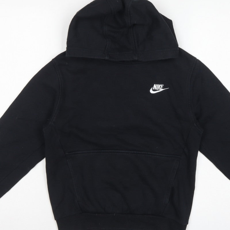 Nike Boys Black M Pullover Hoodie Logo Pocket 137-147cm