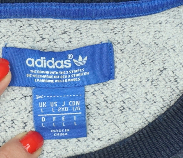 Adidas Originals Men’s Navy L Pullover Crew Neck Logo Sweatshirt