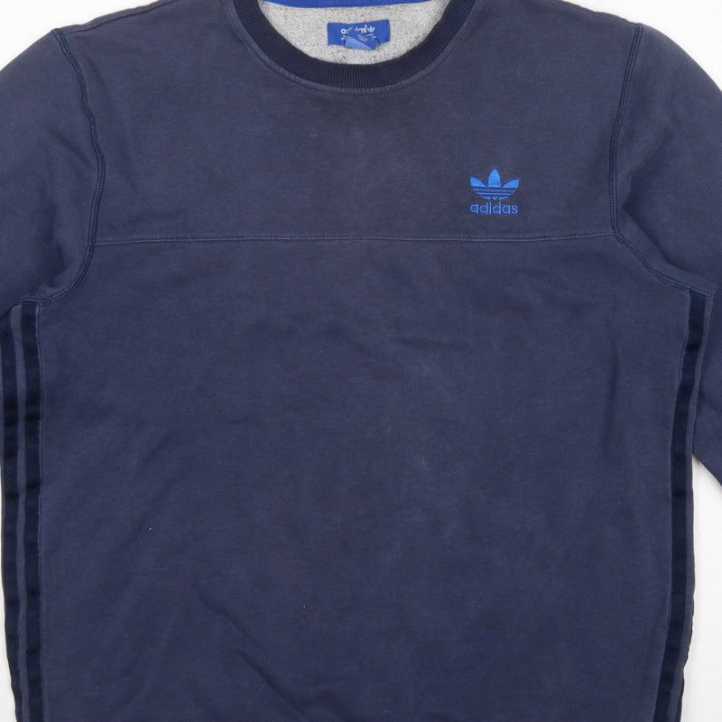 Adidas Originals Men’s Navy L Pullover Crew Neck Logo Sweatshirt