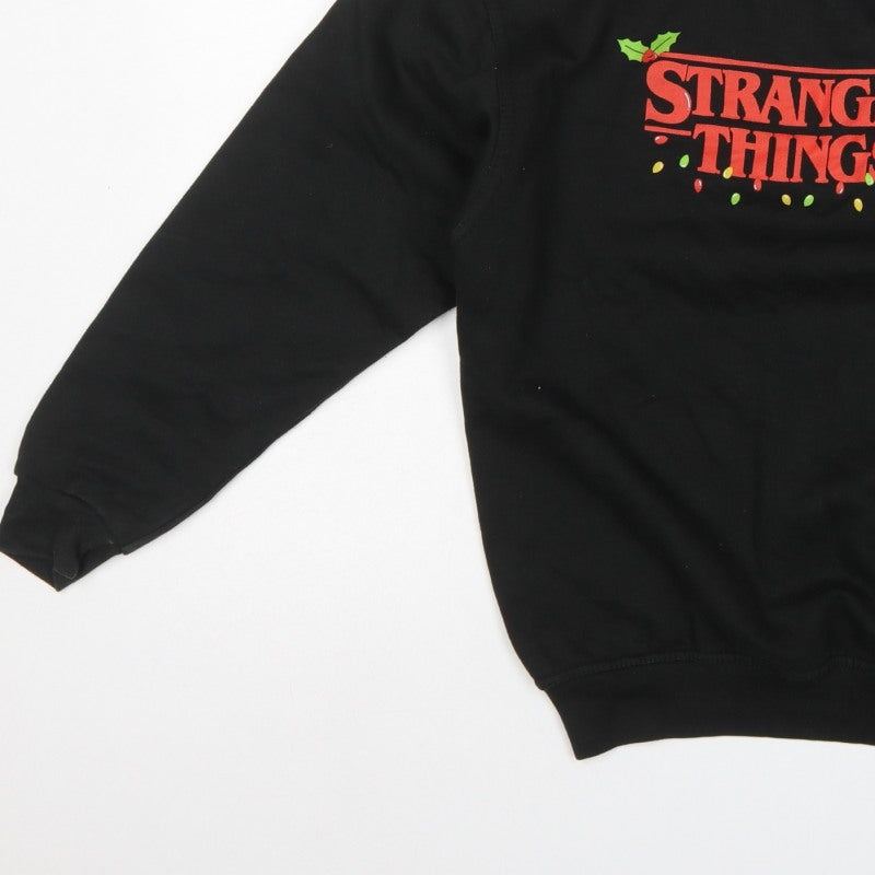 Netflix Stranger Things Girls Black XL Christmas Graphic Pullover Sweatshirt