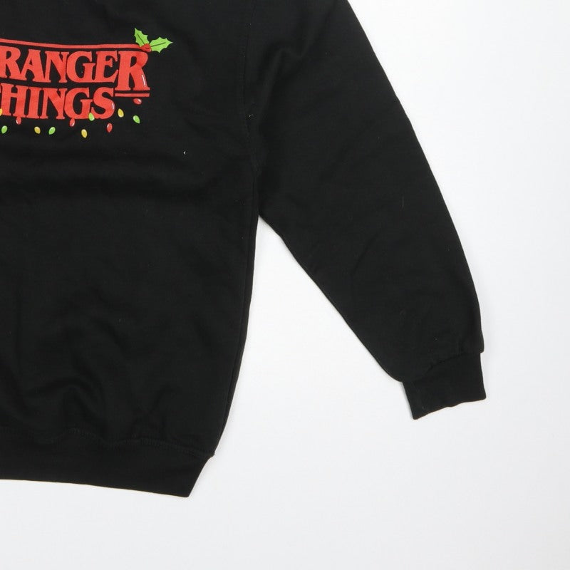 Netflix Stranger Things Girls Black XL Christmas Graphic Pullover Sweatshirt