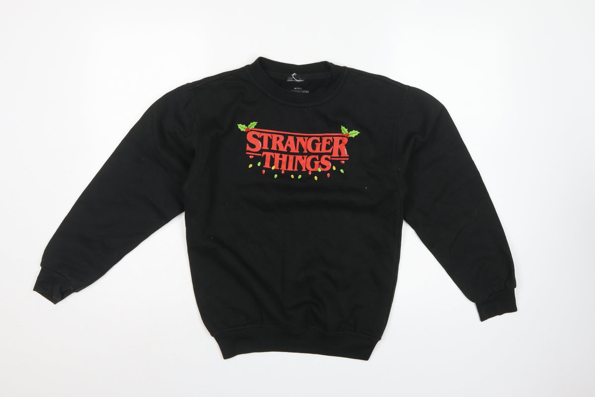 Netflix Stranger Things Girls Black XL Christmas Graphic Pullover Sweatshirt