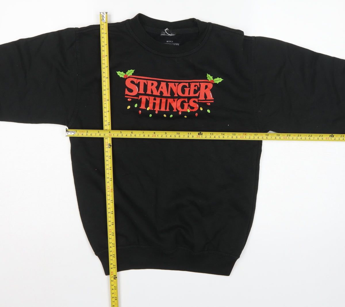 Netflix Stranger Things Girls Black XL Christmas Graphic Pullover Sweatshirt