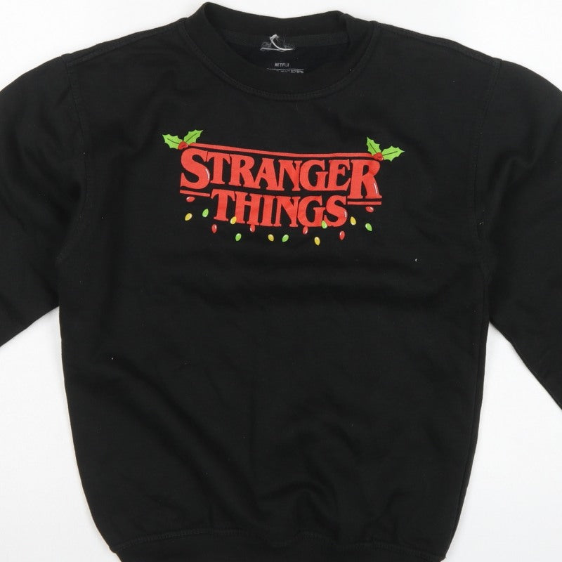 Netflix Stranger Things Girls Black XL Christmas Graphic Pullover Sweatshirt
