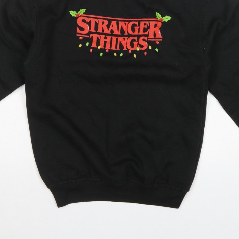 Netflix Stranger Things Girls Black XL Christmas Graphic Pullover Sweatshirt
