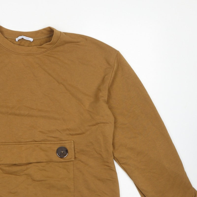 Zara Trafaluc Women's Brown M Pullover Sweatshirt Button Pocket