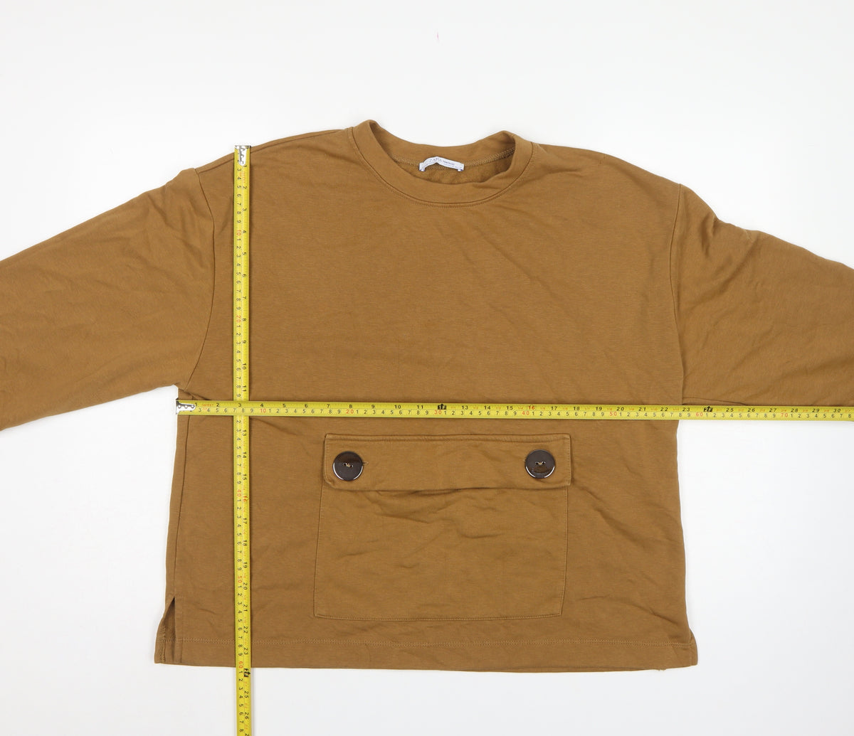 Zara Trafaluc Women's Brown M Pullover Sweatshirt Button Pocket