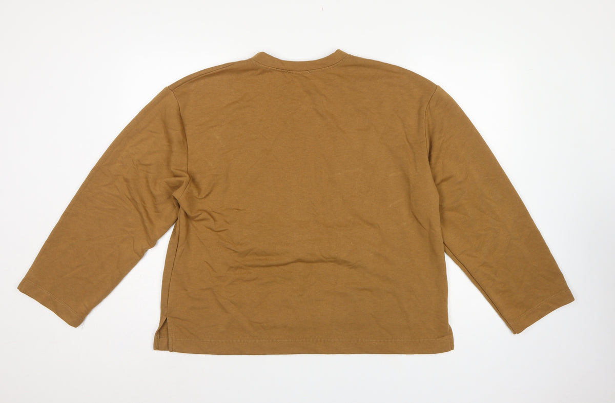 Zara Trafaluc Women's Brown M Pullover Sweatshirt Button Pocket