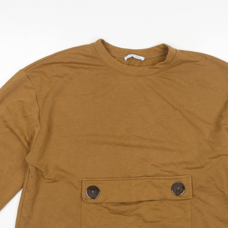 Zara Trafaluc Women's Brown M Pullover Sweatshirt Button Pocket