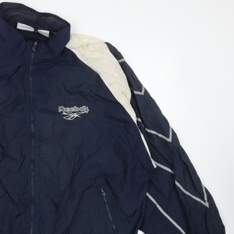 Reebok Men’s Navy XL 90s Windbreaker Jacket Full Zip Logo