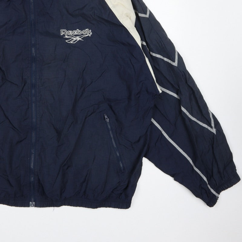 Reebok Men’s Navy XL 90s Windbreaker Jacket Full Zip Logo