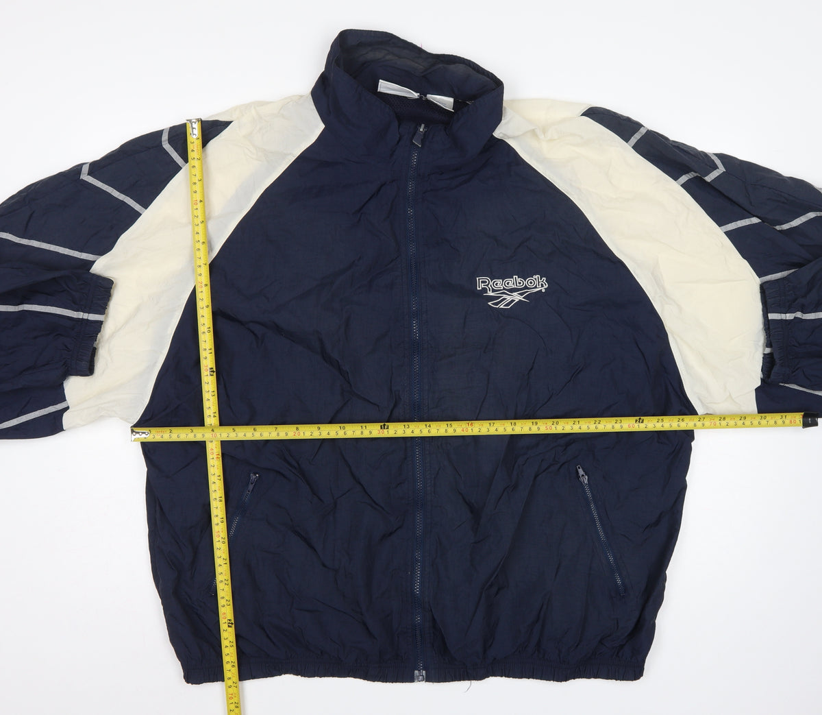Reebok Men’s Navy XL 90s Windbreaker Jacket Full Zip Logo