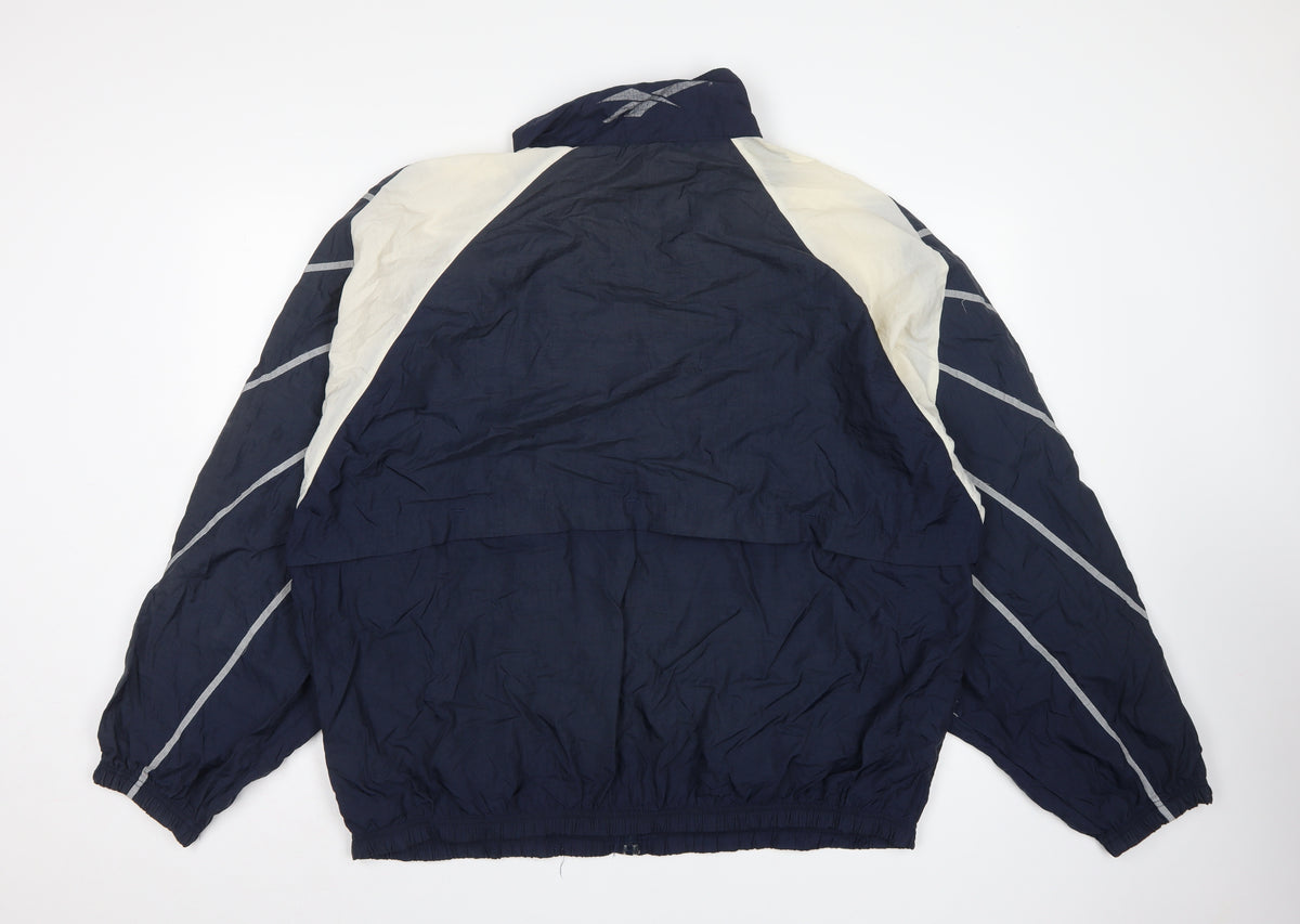 Reebok Men’s Navy XL 90s Windbreaker Jacket Full Zip Logo