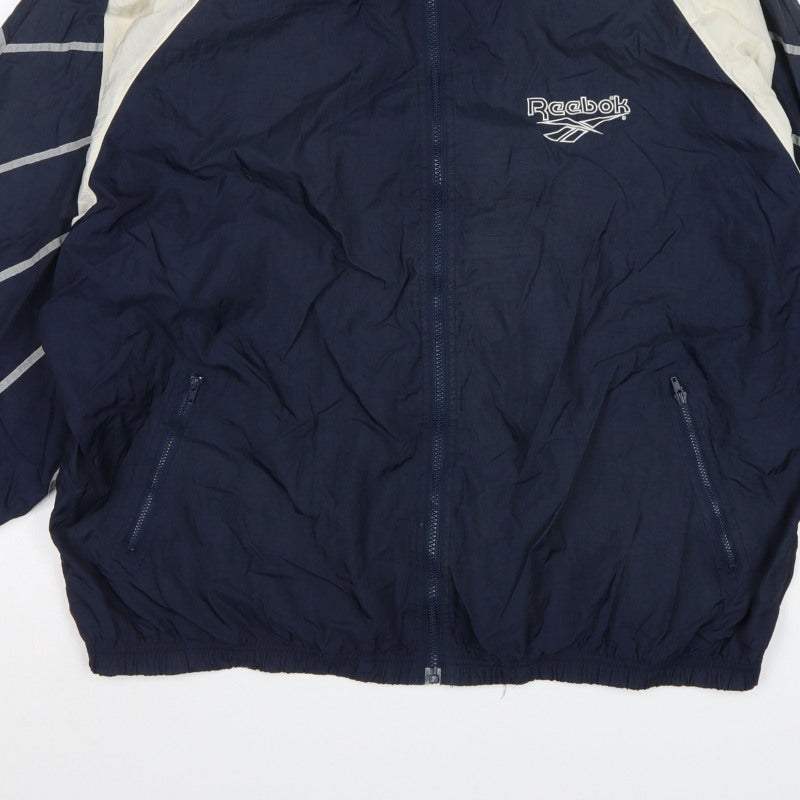 Reebok Men’s Navy XL 90s Windbreaker Jacket Full Zip Logo