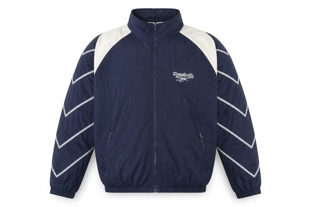 Reebok Men’s Navy XL 90s Windbreaker Jacket Full Zip Logo