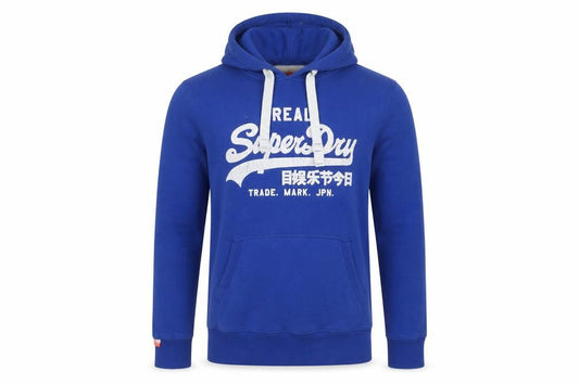 Superdry Men’s Blue M Pullover Graphic Print Fleece Hoodie