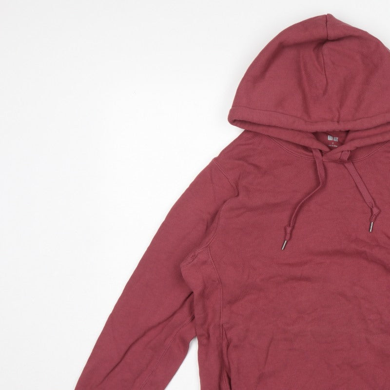Uniqlo Women's Red S Pullover Hoodie Drawstring Pockets Cotton