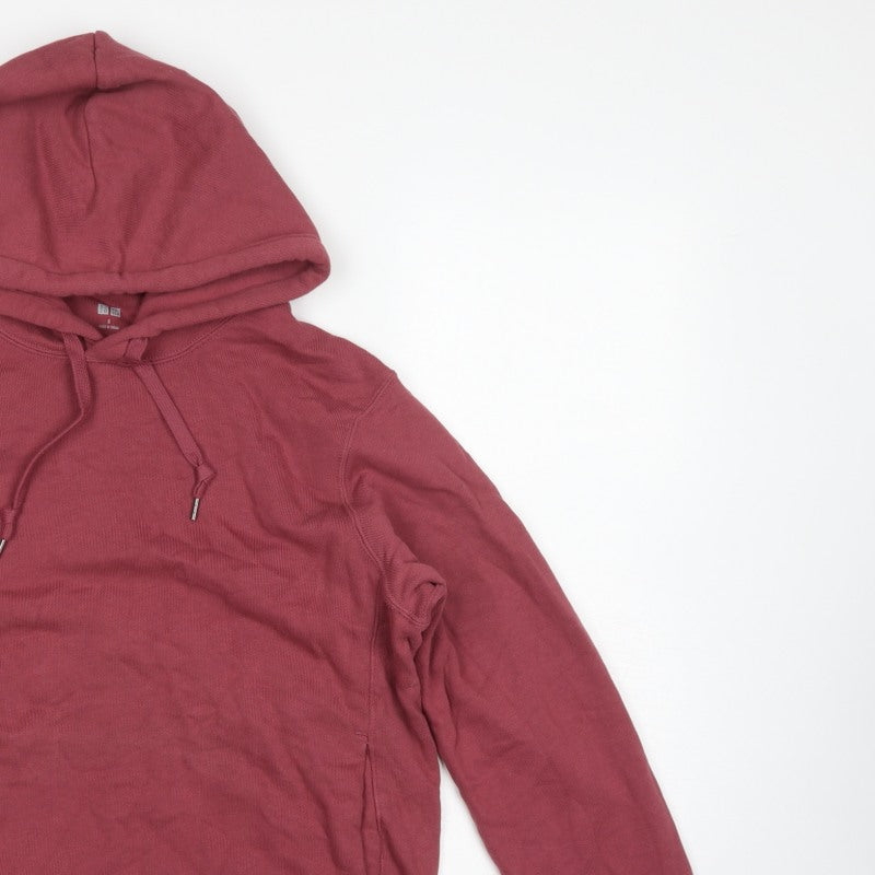 Uniqlo Women's Red S Pullover Hoodie Drawstring Pockets Cotton