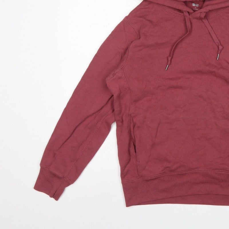 Uniqlo Women's Red S Pullover Hoodie Drawstring Pockets Cotton
