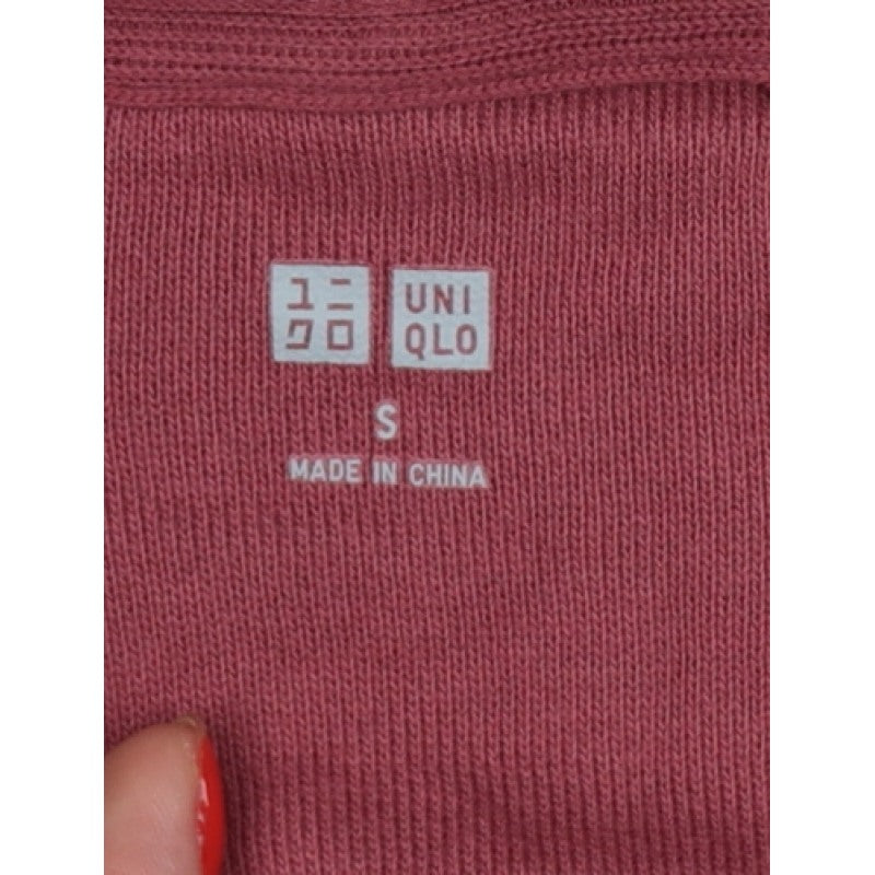 Uniqlo Women's Red S Pullover Hoodie Drawstring Pockets Cotton