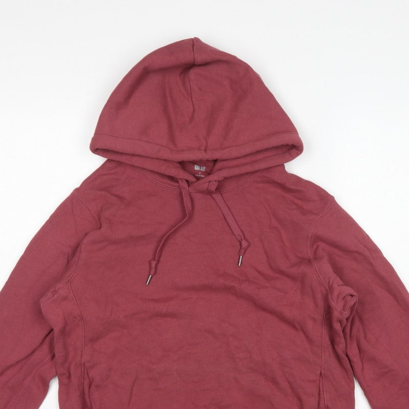 Uniqlo Women's Red S Pullover Hoodie Drawstring Pockets Cotton