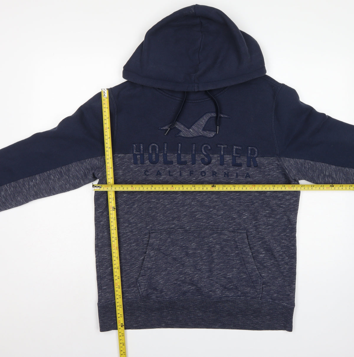 Hollister Men’s Blue Grey M Pullover Hoodie Embroidered Logo Pockets