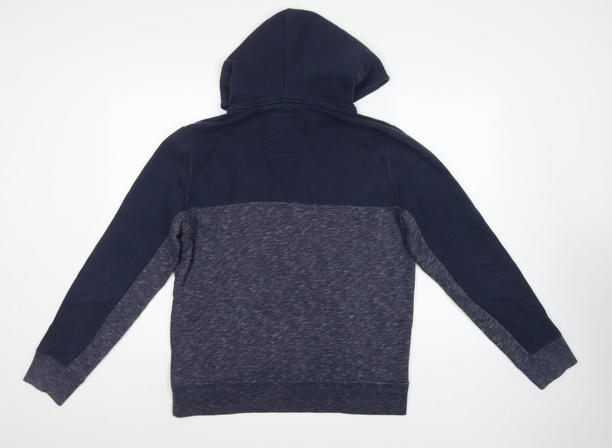 Hollister Men’s Blue Grey M Pullover Hoodie Embroidered Logo Pockets
