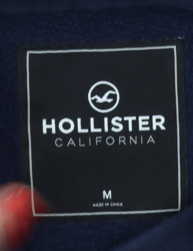 Hollister Men’s Blue Grey M Pullover Hoodie Embroidered Logo Pockets