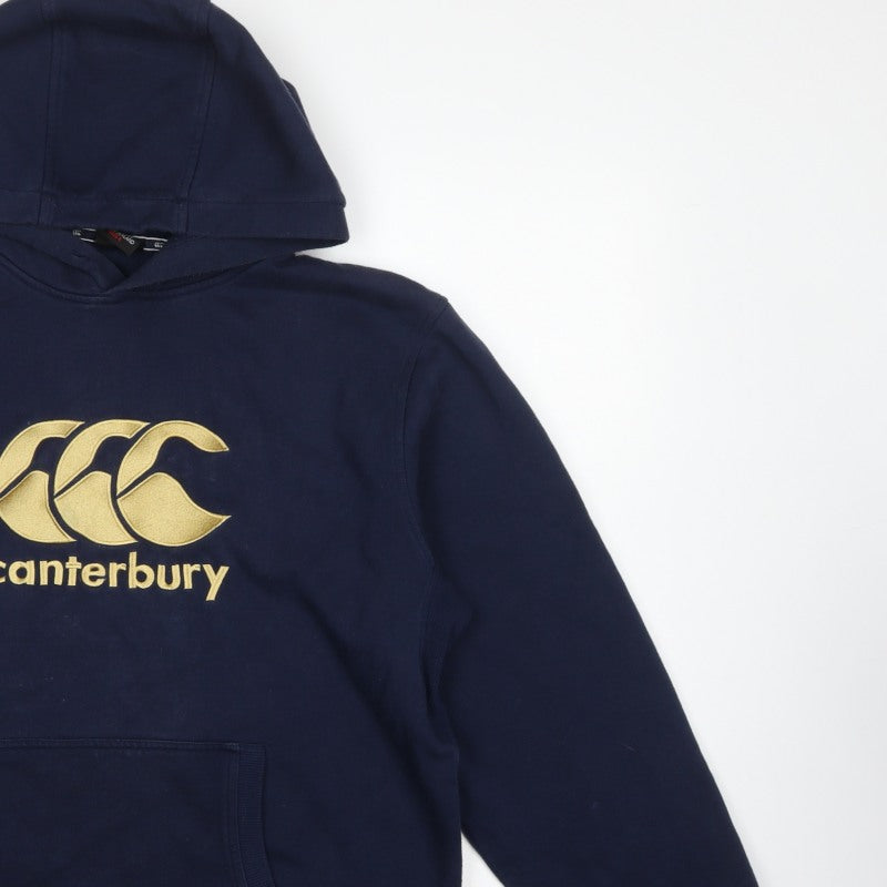 Canterbury Men’s Navy Blue L Pullover Hoodie Gold Logo Rugby