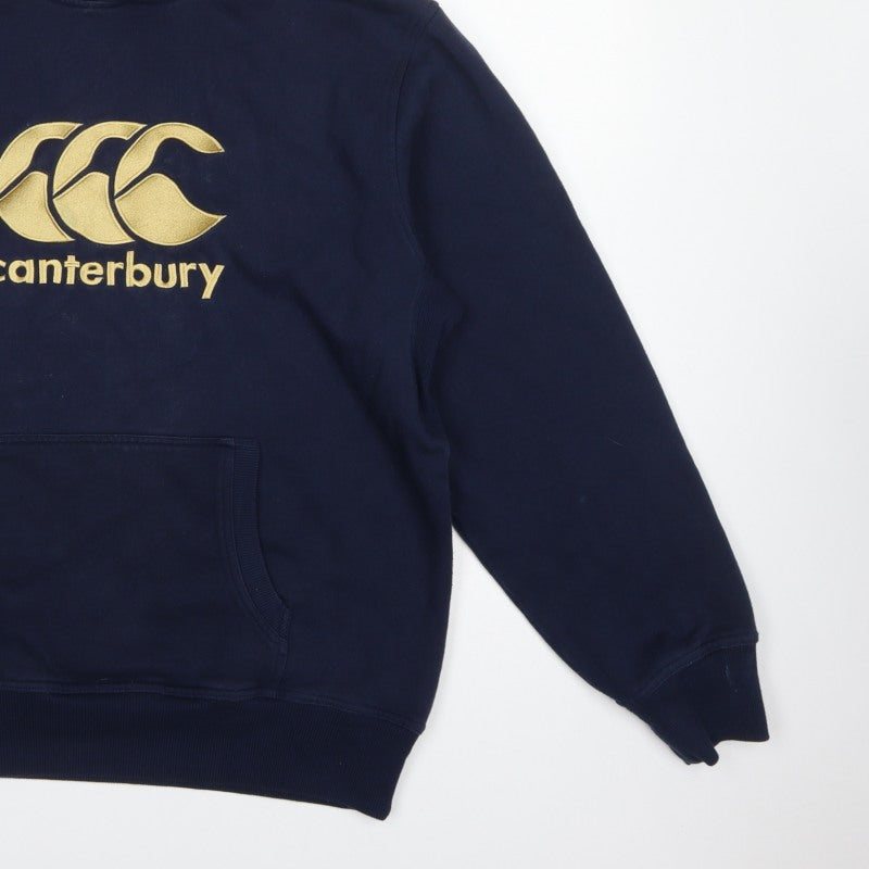 Canterbury Men’s Navy Blue L Pullover Hoodie Gold Logo Rugby