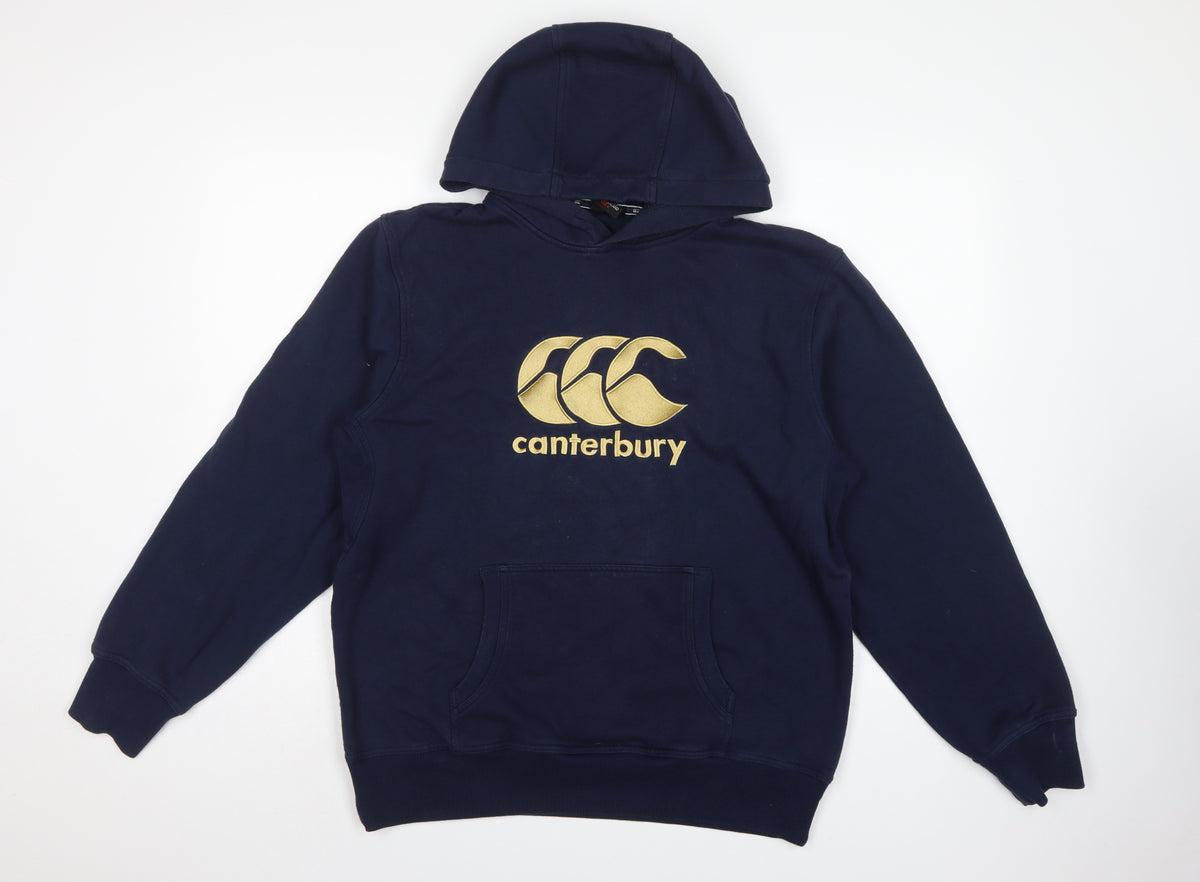 Canterbury Men’s Navy Blue L Pullover Hoodie Gold Logo Rugby