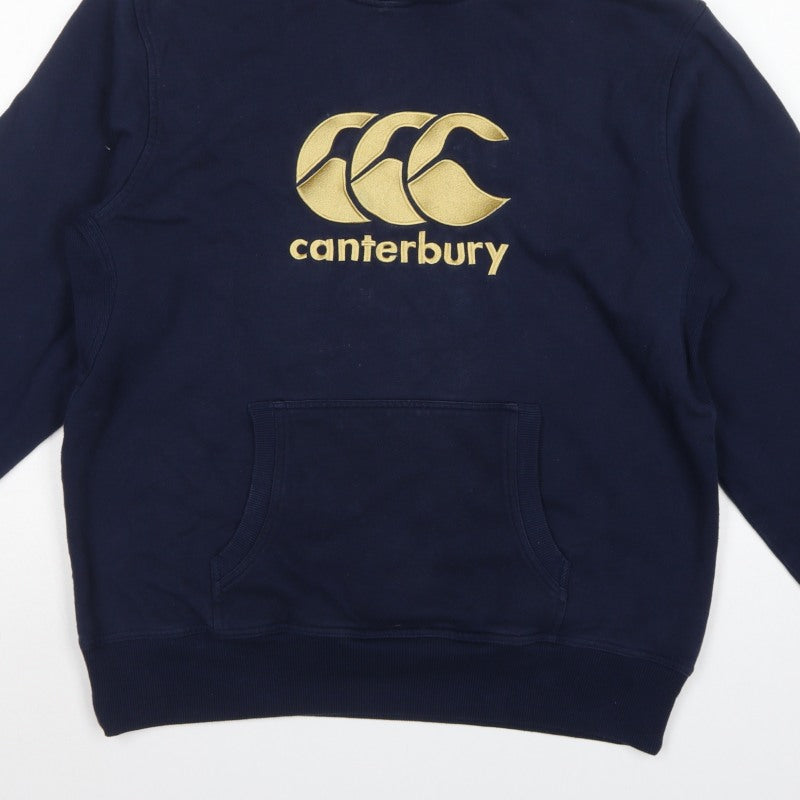 Canterbury Men’s Navy Blue L Pullover Hoodie Gold Logo Rugby