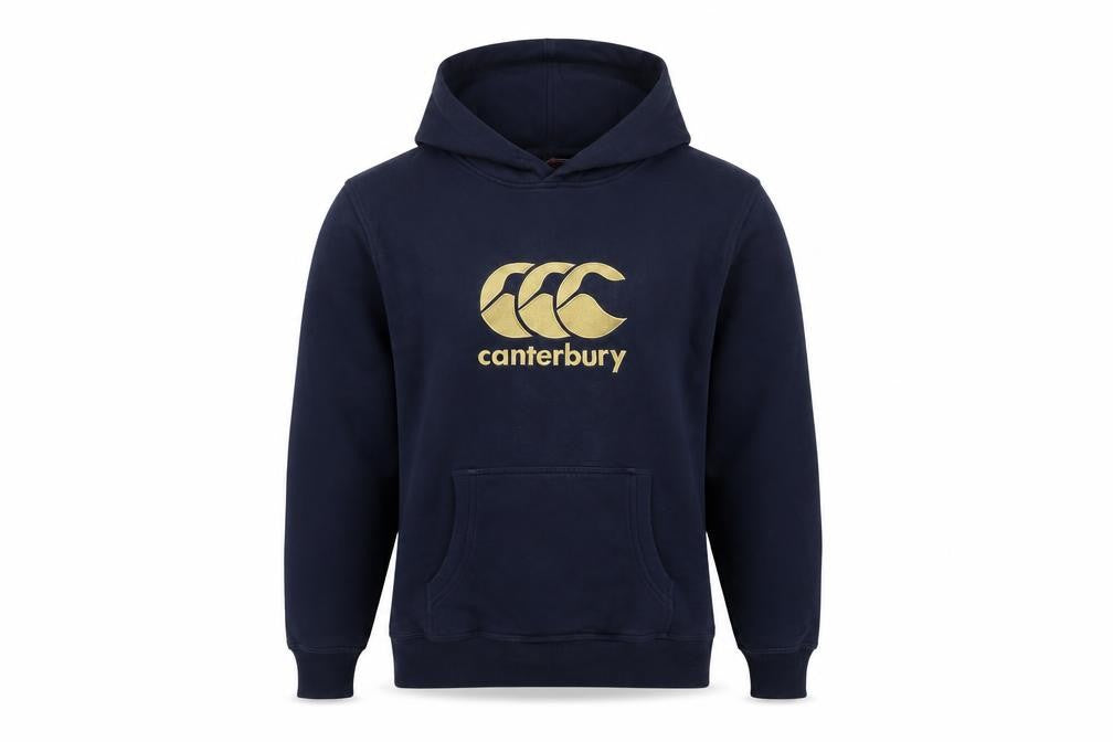 Canterbury Men’s Navy Blue L Pullover Hoodie Gold Logo Rugby