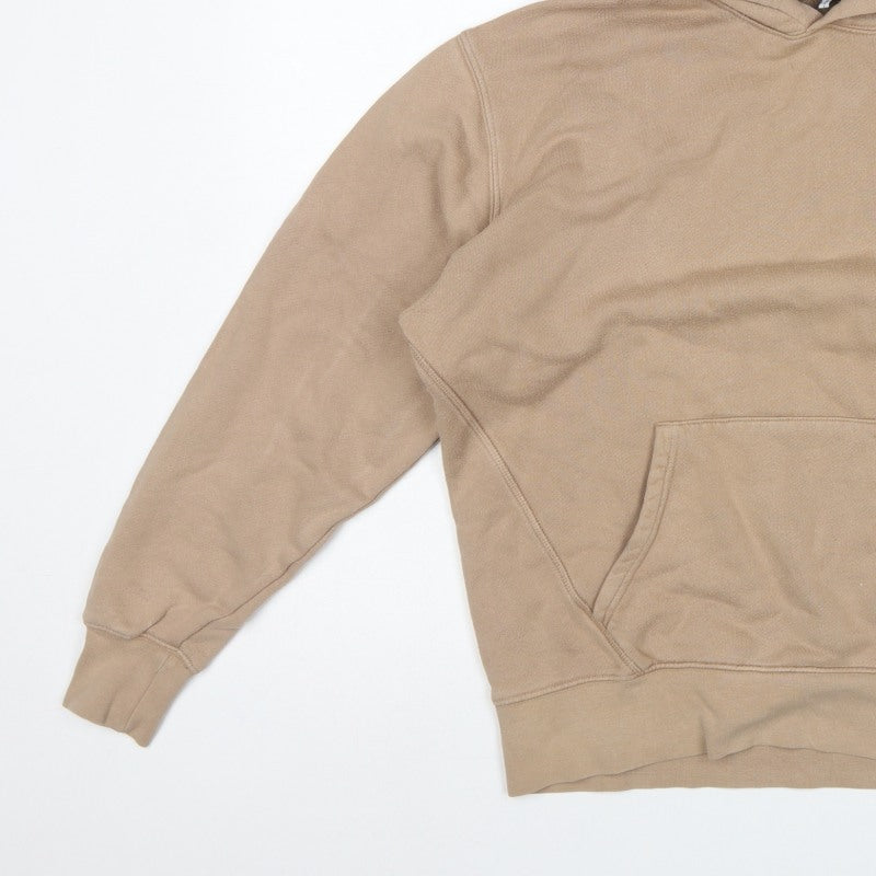 Reiss Men’s Beige Small Pullover Hooded Fleece Hoodie Pockets
