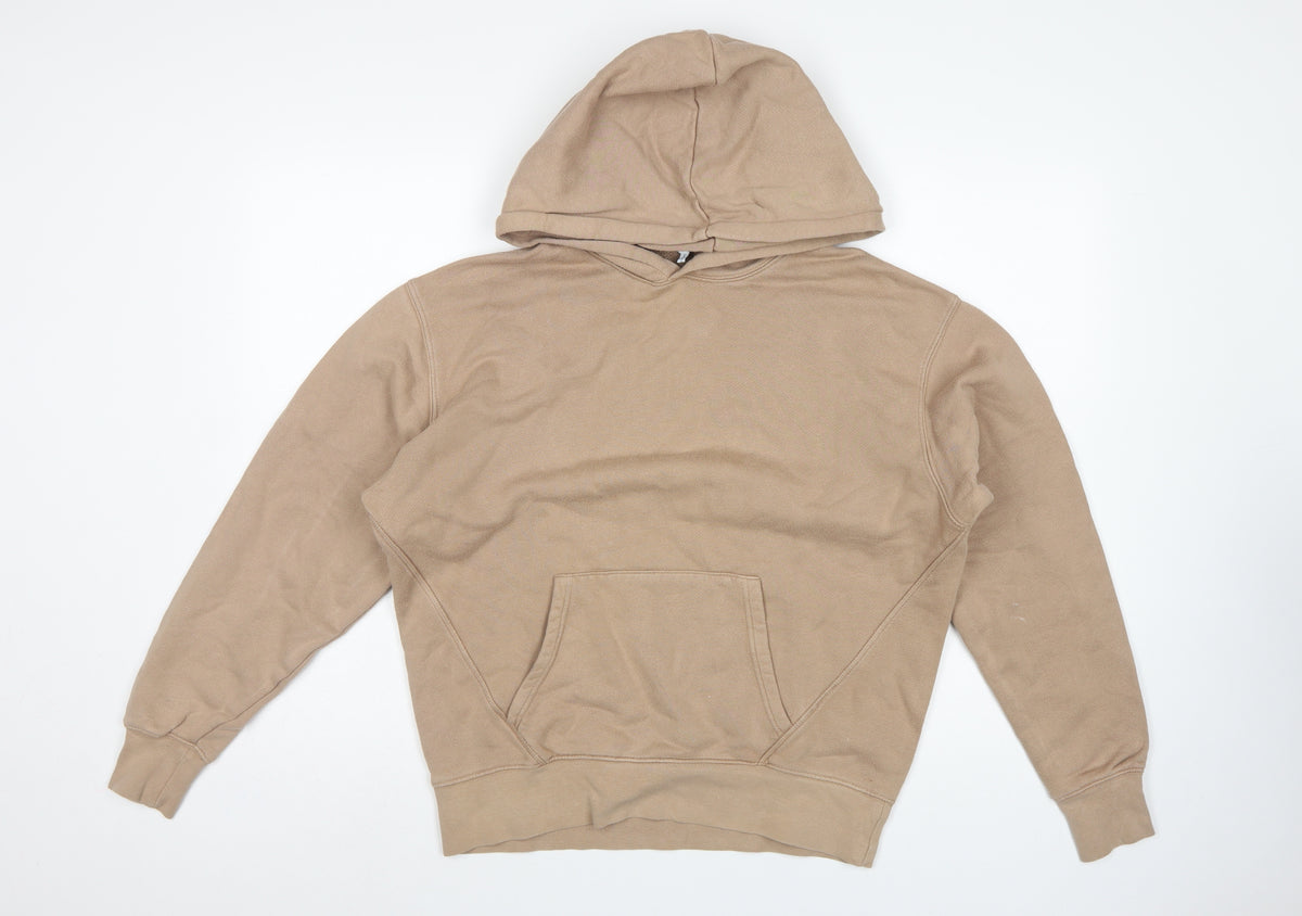 Reiss Men’s Beige Small Pullover Hooded Fleece Hoodie Pockets