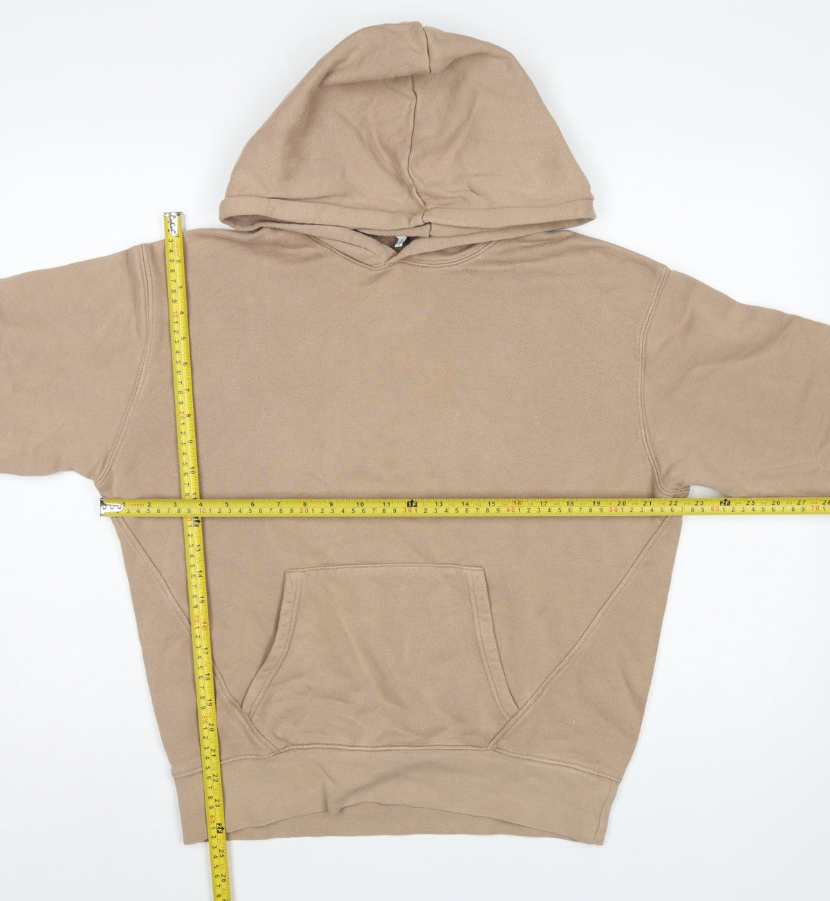 Reiss Men’s Beige Small Pullover Hooded Fleece Hoodie Pockets
