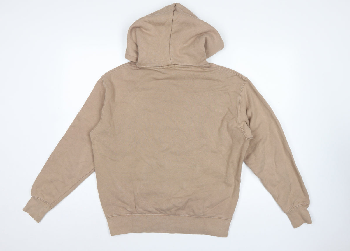 Reiss Men’s Beige Small Pullover Hooded Fleece Hoodie Pockets