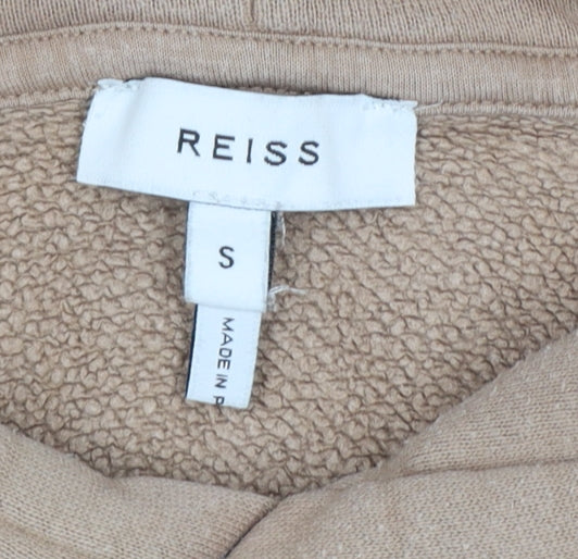 Reiss Men’s Beige Small Pullover Hooded Fleece Hoodie Pockets