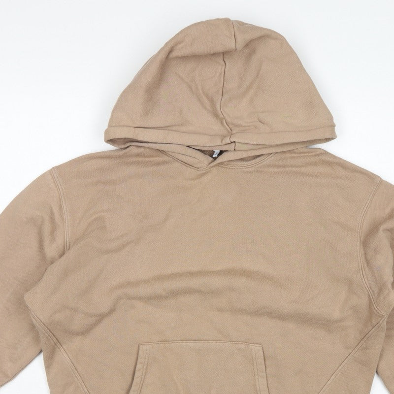 Reiss Men’s Beige Small Pullover Hooded Fleece Hoodie Pockets