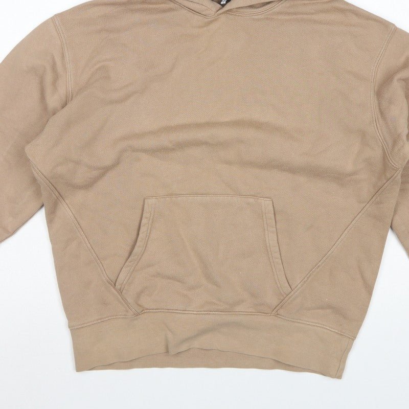Reiss Men’s Beige Small Pullover Hooded Fleece Hoodie Pockets