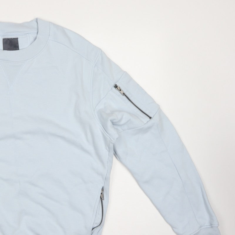 Next Men's Blue M Pullover Crew Neck Sweatshirt Zip Pockets