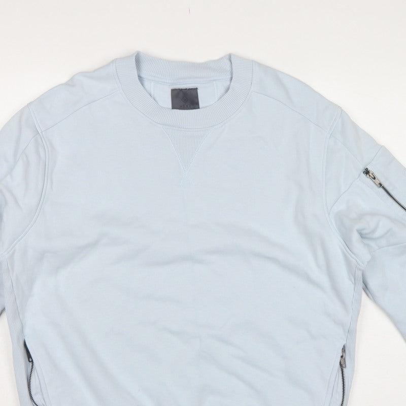 Next Men's Blue M Pullover Crew Neck Sweatshirt Zip Pockets