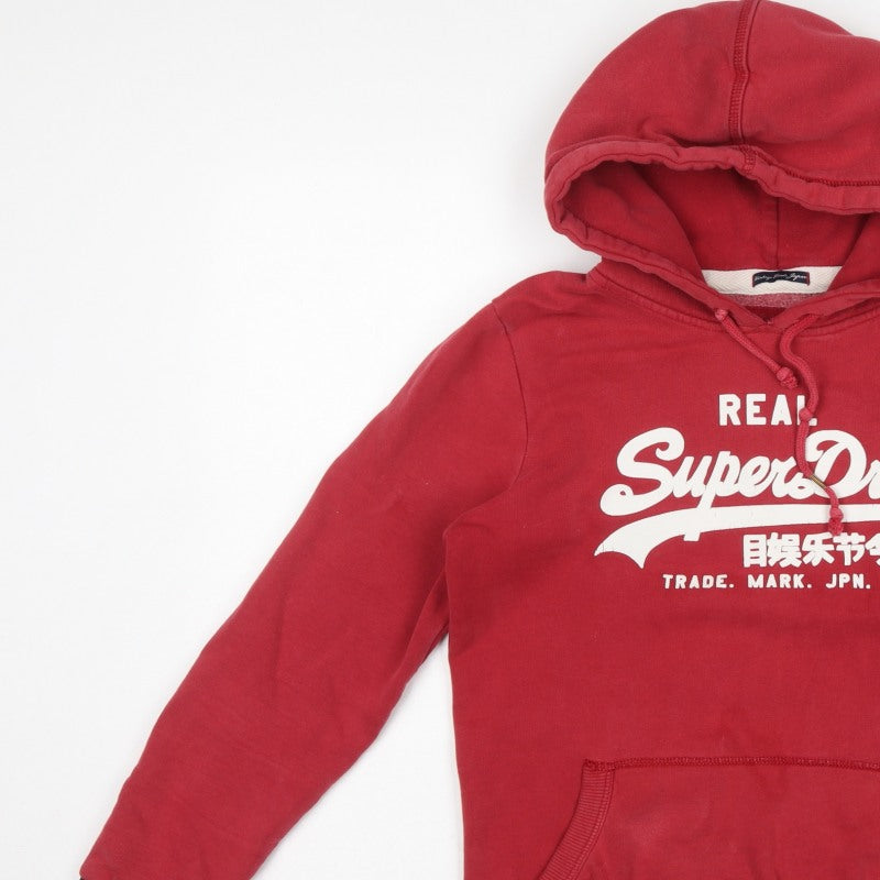 Superdry Men’s Red M Pullover Graphic Logo Fleece Hoodie